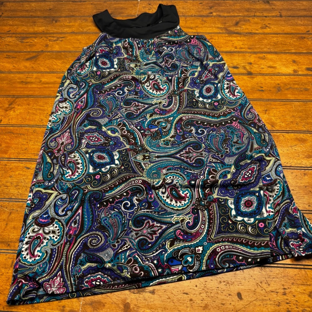 Notations Womens Small Blue Purple Paisley Sleeveless Scoop Neck Blouse Top‎